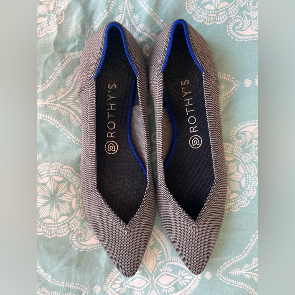 Rothy’s the point woven grey pointed flats size 9.5